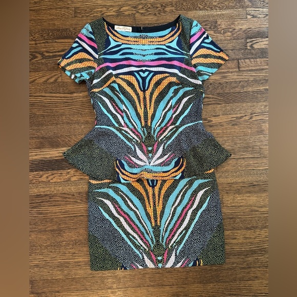 Mara Hoffman Black Phoenix Mini Peplum Sheath Maximalism Animal Print Size 4 - Picture 5 of 11